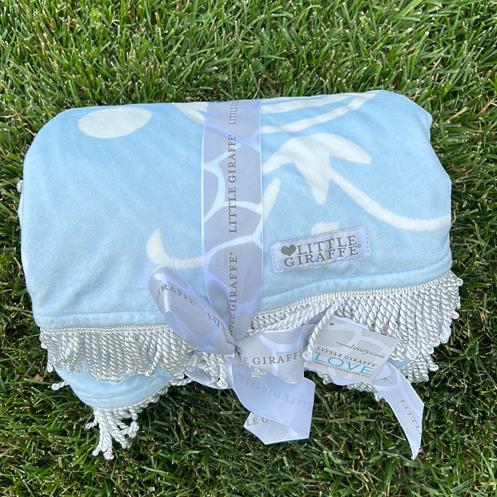 Little Giraffe Bliss Blue Compass Round Blanket **NWT